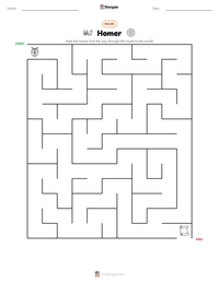 Homer printable worksheet preview