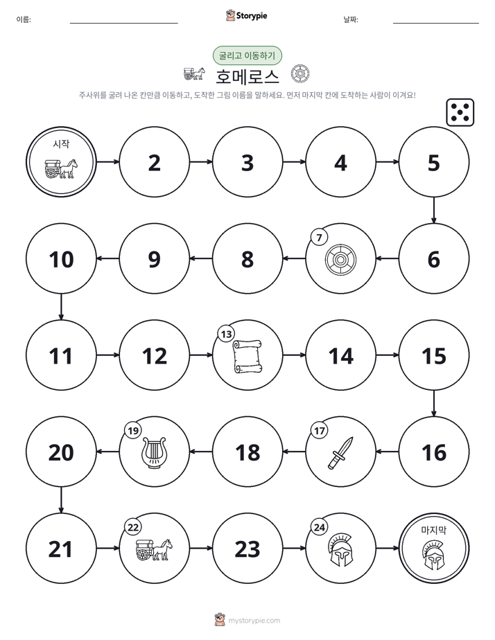 주사위 굴리고 이동하기 게임