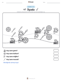 İlyada yazdırılabilir çalışma sayfası önizlemesi