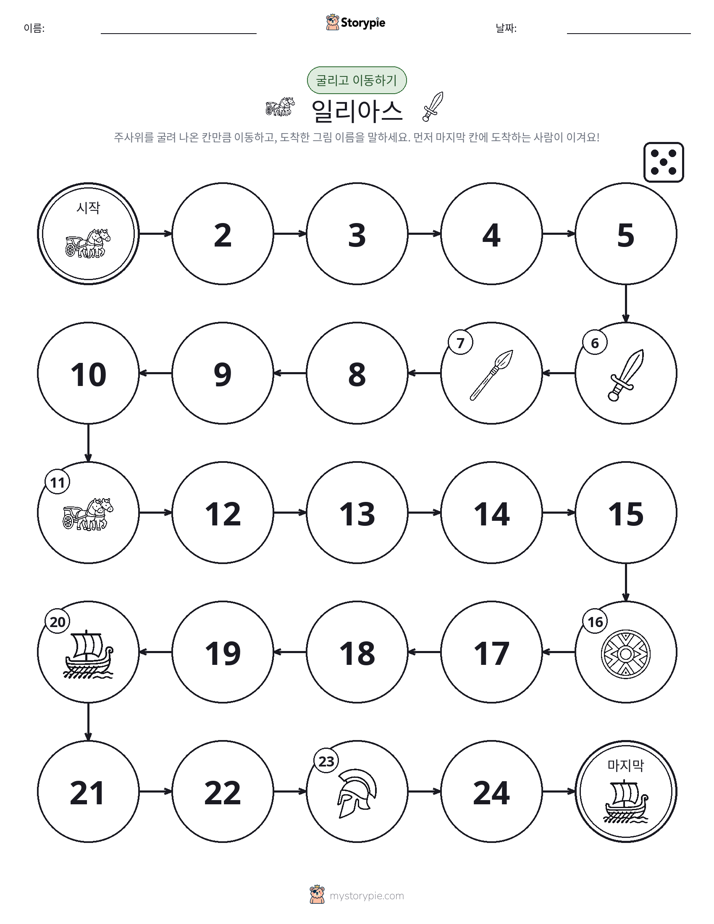 주사위 굴리고 이동하기 게임