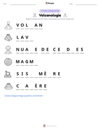 Aperçu de la feuille de travail imprimable Volcanologie