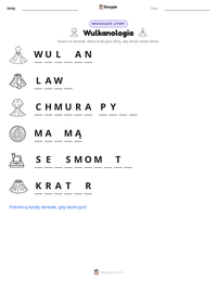 Podgląd drukowalnego arkusza ćwiczeń Wulkanologia