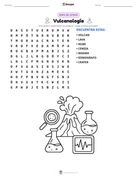 Vista previa de la hoja de trabajo imprimible de Vulcanología