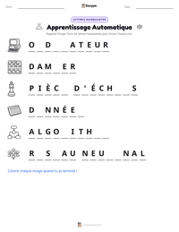 Aperçu de la feuille de travail imprimable Apprentissage Automatique