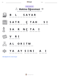Makine Öğrenmesi yazdırılabilir çalışma sayfası önizlemesi
