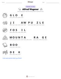 Alfred Wegener printable worksheet preview