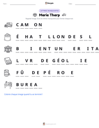 Aperçu de la feuille de travail imprimable Marie Tharp