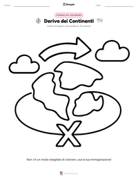 Pagina da colorare di Deriva dei Continenti per bambini