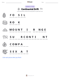 Continental Drift printable worksheet preview