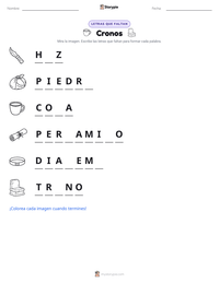 Vista previa de la hoja de trabajo imprimible de Cronos