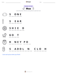 Rhea printable worksheet preview