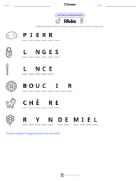 Aperçu de la feuille de travail imprimable Rhéa