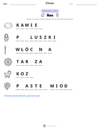Podgląd drukowalnego arkusza ćwiczeń Rea