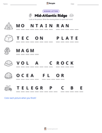 Mid-Atlantic Ridge printable worksheet preview