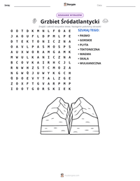 Podgląd drukowalnego arkusza ćwiczeń Grzbiet Śródatlantycki