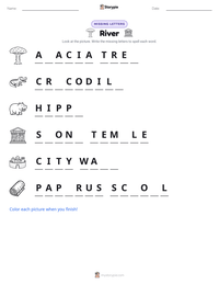 River printable worksheet preview