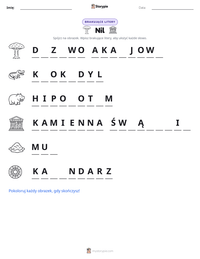 Podgląd drukowalnego arkusza ćwiczeń Nil