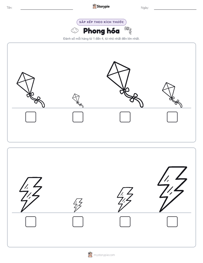 Thứ Tự Kích Thước