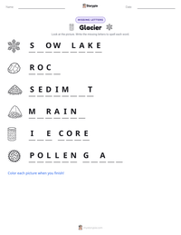 Glacier printable worksheet preview