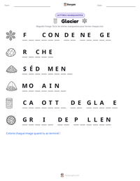 Aperçu de la feuille de travail imprimable Glacier