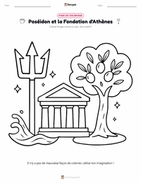 Page de coloriage Poséidon et la Fondation d'Athènes pour les enfants