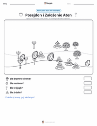 Podgląd drukowalnego arkusza ćwiczeń Posejdon i założenie Aten