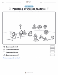 Prévia da folha de atividades imprimível Poseidon e a Fundação de Atenas