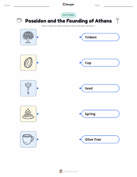 Poseidon and the Founding of Athens printable worksheet for kids
