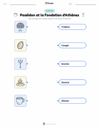 Feuille de travail imprimable Poséidon et la Fondation d'Athènes pour les enfants