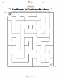 Aperçu de la feuille de travail imprimable Poséidon et la Fondation d'Athènes