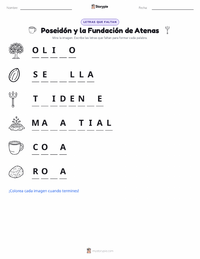 Vista previa de la hoja de trabajo imprimible de Poseidón y la fundación de Atenas