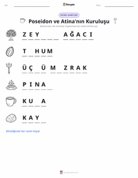 Poseidon ve Atina'nın Kuruluşu yazdırılabilir çalışma sayfası önizlemesi