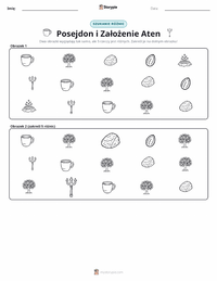 Podgląd drukowalnego arkusza ćwiczeń Posejdon i założenie Aten