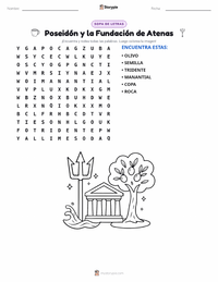 Vista previa de la hoja de trabajo imprimible de Poseidón y la fundación de Atenas