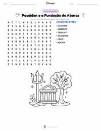 Prévia da folha de atividades imprimível Poseidon e a Fundação de Atenas