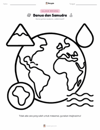 Halaman mewarnai Benua dan Samudra untuk anak-anak