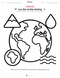 Trang tô màu Các Lục địa và Đại dương cho trẻ em