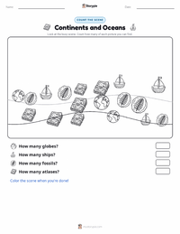 Continents and Oceans printable worksheet preview