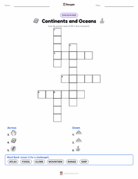Continents and Oceans printable worksheet preview