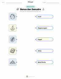 Lembar kerja cetak Benua dan Samudra untuk anak-anak