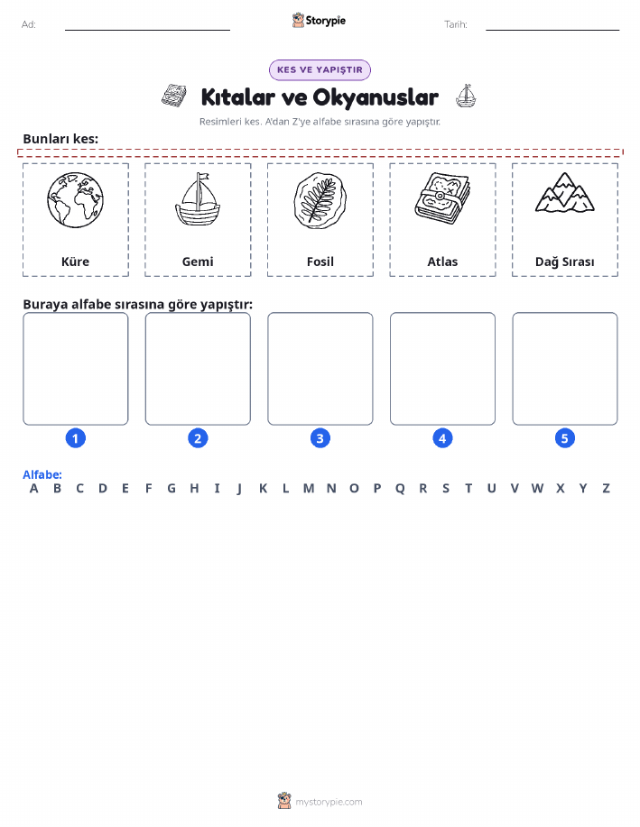 Kes & Yapıştır Alfabe