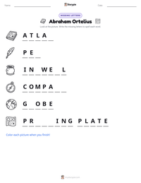 Abraham Ortelius printable worksheet preview