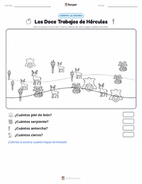 Vista previa de la hoja de trabajo imprimible de Los Doce Trabajos de Hércules