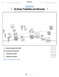 Prévia da folha de atividades imprimível Os Doze Trabalhos de Hércules