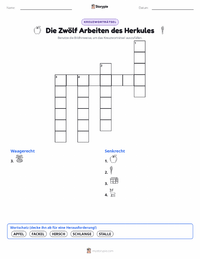 Die zwölf Arbeiten des Herakles druckbare Arbeitsblatt Vorschau