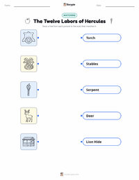 The Twelve Labors of Hercules printable worksheet for kids