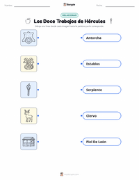 Hoja de trabajo imprimible de Los Doce Trabajos de Hércules para niños