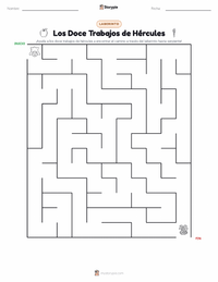Vista previa de la hoja de trabajo imprimible de Los Doce Trabajos de Hércules