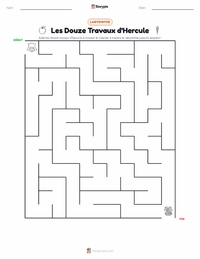 Aperçu de la feuille de travail imprimable Les Douze Travaux d'Hercule