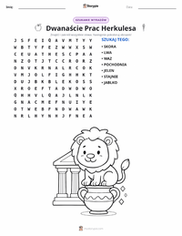 Podgląd drukowalnego arkusza ćwiczeń Dwanaście prac Heraklesa